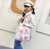 Children cartoon plush handbags girls love heart unicorn embroidery fleece single shoulder tote bag kids crossbody bags Z6031