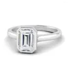 Cluster Rings Redwood 5 7mm 1CT Moissanite Ring Emerald Cut with Certificate Pure Silver 925 Wedding Party Juvel Trend Luxury Wife Gift