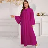 Vêtements ethniques Robes africaines violettes pour femmes élégantes col en V soirée soirée plus taille robe longue mode musulmane abaya robes tenues