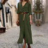 Freizeitkleider Damen Solid Button Long Shirt Kleid Ärmel Revers Elegant Süß Winter Für Damen