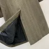 2023 Vinter Khaki randig outwear-kappa långärmad skårknappar dubbelbröst långa utkläder B3D141722