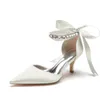 Sapatos de vestido Minishion Cetim Noite para damas de honra nupciais Ankle Chains Bombas de baile com fita JY136