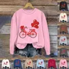 Felpe con cappuccio da donna Moda girocollo Casual San Valentino Ciclismo Love Balloon Rose Stampa Felpa a maniche lunghe