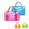 Evening Bags Women Summer Candy Color Clear Beach Tote Large Stripe PVC Swim Handbag Jelly Bag298w