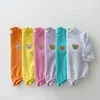 Rompers Korea Baby Sweatshirt Romper Boy Spring Farth Soft Long Sleeve Cotton Bear Infant Bodysuit Girls Jumpsuits Hoodies Tops Outwear 231215