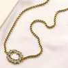 Collana con pendente a doppia lettera gioielli firmati collana con diamanti catene in metallo color oro di alta qualità collane di lusso speciali per le donne fidanzata zb099