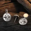 Stud Earrings S925 Sterling Silver For Women Men Fashion Eight Pointed Star Long Tassel Natural Shell Ear Studs