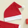 Conjuntos de roupas Citgeett Outono Natal Infantil Bebê Meninas Calças Define Manga Longa Santa Romper Contraste Cor Calças Chapéu Conjuntos de Natal R231215