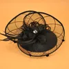 Viintage kadınlar kuş kafesi fascinators çok renkli balo dans gösterisi parti tüy çiçeği büyüleyici şapka saç klipsleri