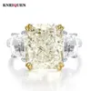 Anneaux de mariage Tendance 100% 925 argent massif 8*10mm aigue-marine Tourmaline haute teneur en carbone diamant anneaux pour femmes pierres précieuses fête Fine bijou cadeau 231214