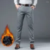 Pantaloni da uomo Pantaloni invernali caldi da uomo di grandi dimensioni stile classico moda business regolare spesso casual marca maschile kaki blu scuro nero