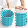 Portable 2 in 1 Large Silicone Ice Cube Mold Maker Tray Bucket Wine Cabinet With Lids Party Beverage Frozen Whiskey Cocktail