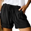 Shorts femininos calças curtas de cintura alta bolsos de perna larga drstring shorts confortáveis cor sólida cintura elástica shorts soltos para summerl231215