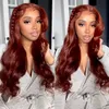 Synthetic Wigs Reddish Brown Lace Wig Chocolate Body Wave Female Omber Red Pre Picking and Baby Hair Role Playing 231215