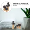 Garden Decorations 3 Pcs Number Cake Topper Mushroom Sculpture Simulated Container Color Ornament Bamboo Mini Wooden