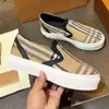 Designer Check Casual Shoe Men Canvas Trainers Flat Bottom Fisherman Plaid Shoes Platform Vintage Sneaker With Box 499