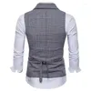 Coletes masculinos M-4XL Mens ternos primavera outono duplo breasted xadrez magro plus size festa casual masculino blazer coletes roupas h62