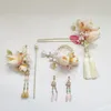 Hair Clips Chinese Bride Handmade Velvet Flower Ancient Costume Hairpins Bridal Accessories