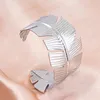 Bangle 1Pc Roestvrij Staal Brede Gebladerte Open Armband Voor Vrouwen Mannen Vintage Palm Bladeren Esthetische Manchet Party Gift Sieraden maken