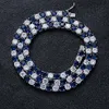 14K Blauwe Saffier Witte Zirkoon Tennis Edelsteen Koperen Ketting 5mm Kubieke Zirkoon Stenen Bling Tennisketting Hip Hop 18inch 22i292F