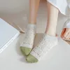 Socks Hosiery 5Pair/Women Ankle Socks Girls Soft Silk Cotton Breathable Ultra-thin Girl's Transparent Glass Fiber Spring Autumn Short Socks 231215