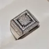 Męskie luksusowe oszałamiające ręcznie robione pierścionki zespołu biżuteria 925 srebrne srebrne popularne okrągłe cięcie biały topaz cZ diamond pełny gemston2435