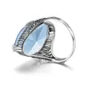Bröllopsringar Silverchakra Solid 925 Sterling Silver Ring Marquise Aquamarine Rings for Women 14*26mm Big Gemstone Jewelry Flower Custom Made 231214