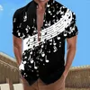 Chemises décontractées pour hommes Hawaiian Court Hommes Chemise à col montant numérique Impression 3D Manches à poitrine Vacances Single Holiday Blouse Beach Top