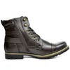 Boots Men Boot Metal Double Zipper Motorcycle Leather Casual Ankle Botas Tacticas Hombre Militar Zapatos Para Hombres