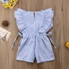 Rompers Toddler Kids Baby Girl Flower Stripe Ruffle Romper Jumpsuit Outfits ClothesL231114