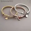 Charm Bracelets Heart Shape Jewelry Bracelet Engraved 18k Gold Titanium Steel Women's t Family Classic Peach EY1U