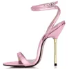 Sandały Qiwn 2023 Dress Fashion Party M2 Pasek Stiletto Women Metal High Heel Bride