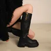 Botas longas para mulheres no novo outono e inverno pequenas botas altas de cavaleiro marrom salto grosso elegante versátil fino