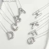 Pendant Necklaces Chunky Alphabet Balloon Letter Pendant Necklace A-Z Name Silver Color Bubble Necklace for Family Women Men Fashion Jewelry GiftsL231215