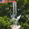 13 Zoll lang H Form Shisha New Glass Bong Perc Rauchwasserrohr + Glasschale