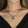 Pendant Necklaces Avanlin heart-shaped toggle necklace silver stainless steel pendant neck chain necklace jewelry for women and girls