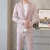 Costumes pour hommes 2024 Business Casual Cool Suit Jeunes Couleur Unie Professionnel Sur Mesure Deux Pièces