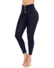 Jeans femininos colombiano bunda elevador cintura alta com cinto interno achatar sua barriga controle pernas marinha 231215