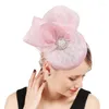 Femmes 4 couches Sinamay chapeaux Fascinator dames Mariage Chapeau casquette élégante plumes chapeaux bandeau cheveux accessoires