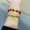 Gliederarmbänder Goldfarbenes Hetian-Jade-Armband, modisches Temperament und personalisiertes Design, einzelne Doppelschicht-Schmuckzubehör