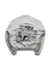 Herrtröjor RRR123 Pure Cotton Plush Pullover med bokstavsslogans tryck High Street Patchwork Loose Grey