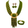 Necklace Earrings Set Brown African Women Jewelry Nigerian Wedding Beads Crystal