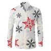 Men's Casual Shirts Long Sleeve Shirt Christmas Snowflake Stretch Top For Men Korean Fashion Beachwear Art 3d Digital Print