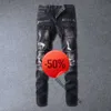 Remise de Noël ~ 50 de réduction ~ Jeans Mens Designer Distressed Ripped Biker Slim Fit Moto Bikers Denim Pour Hommes Mans Pantalon Noir pour hommes