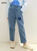 Jeans Amii Kids Children Jeans for Girls Autumn Cartoon Love Straight Denim Blue Teenager Casual Long Trousers 22343016 231215