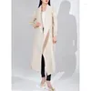 Casacos de trincheira femininos Miyake plissado 2024 primavera outono mulheres casaco de luxo cor pura lapela manga longa cardigan vintage design feminino