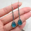 Dangle Earrings SIPENGJEL Shiny Blue Crystal Long Tassel For Women Geometric Elegant Wedding Jewelry Gifts