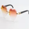 Selling new Buffalo Horn Sunglasses 3524012 Rimless White Genuine Horn Sun glasses Top Rim Focus Eyewear Slim and Elongated Triang270G