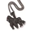 Collane con ciondolo Hip Hop CZ Pietra pavimentata Bling Iced Out Gorilla Pendenti animali per uomo Rapper Gioielli Nero Oro Argento ColorPend271y