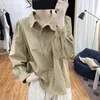 Frauen Blusen Baumwolle Lange-hülse Dünne Frau Blous Hemd Lose Mode Unregelmäßige Shirts Casual Urlaub Top Koreanische Kleidung b192